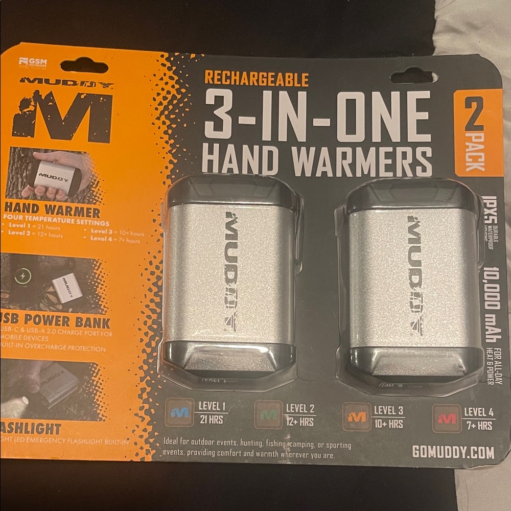 Mudd Rechargeable Hand Warmers - Black and Silver
